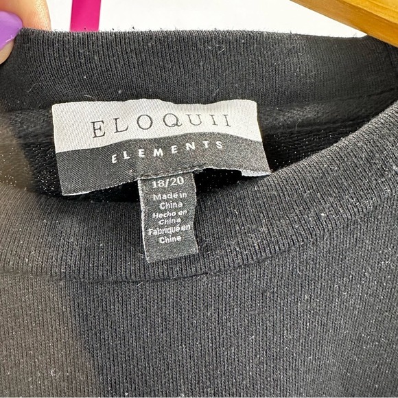 Eloquii Short Sleeve Black Shirt Faux Leather‎ Puff Sleeves Women's Plus 18/20 - Picture 7 of 8